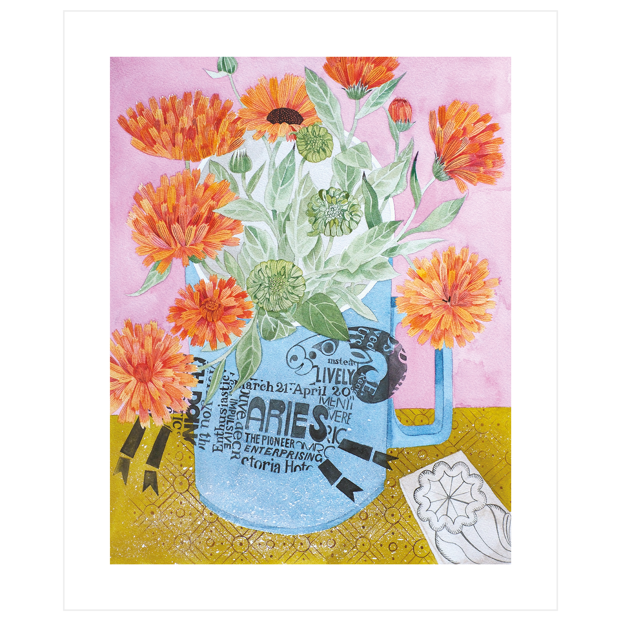 Marigolds and Aries Mug