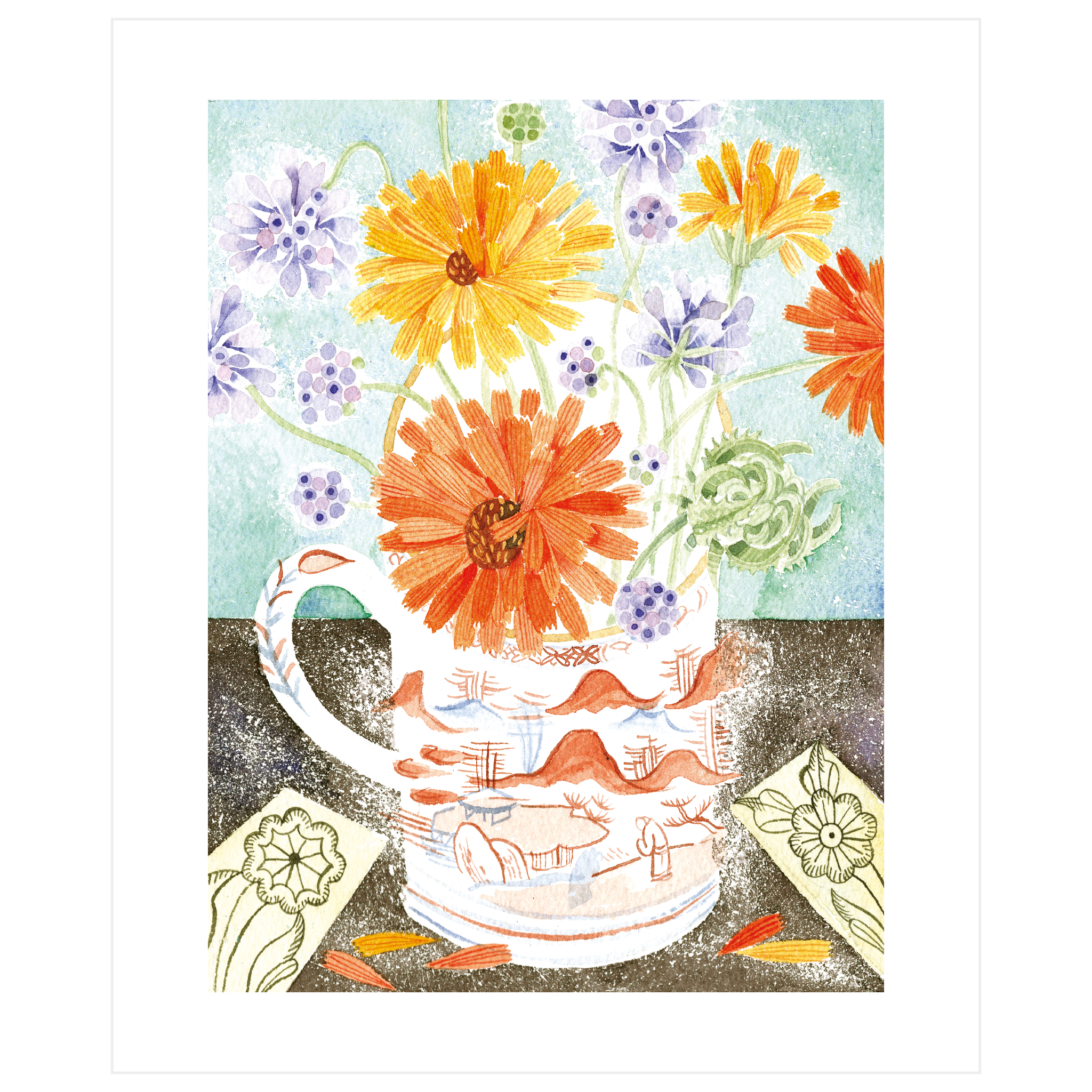 Marigolds and Scabious