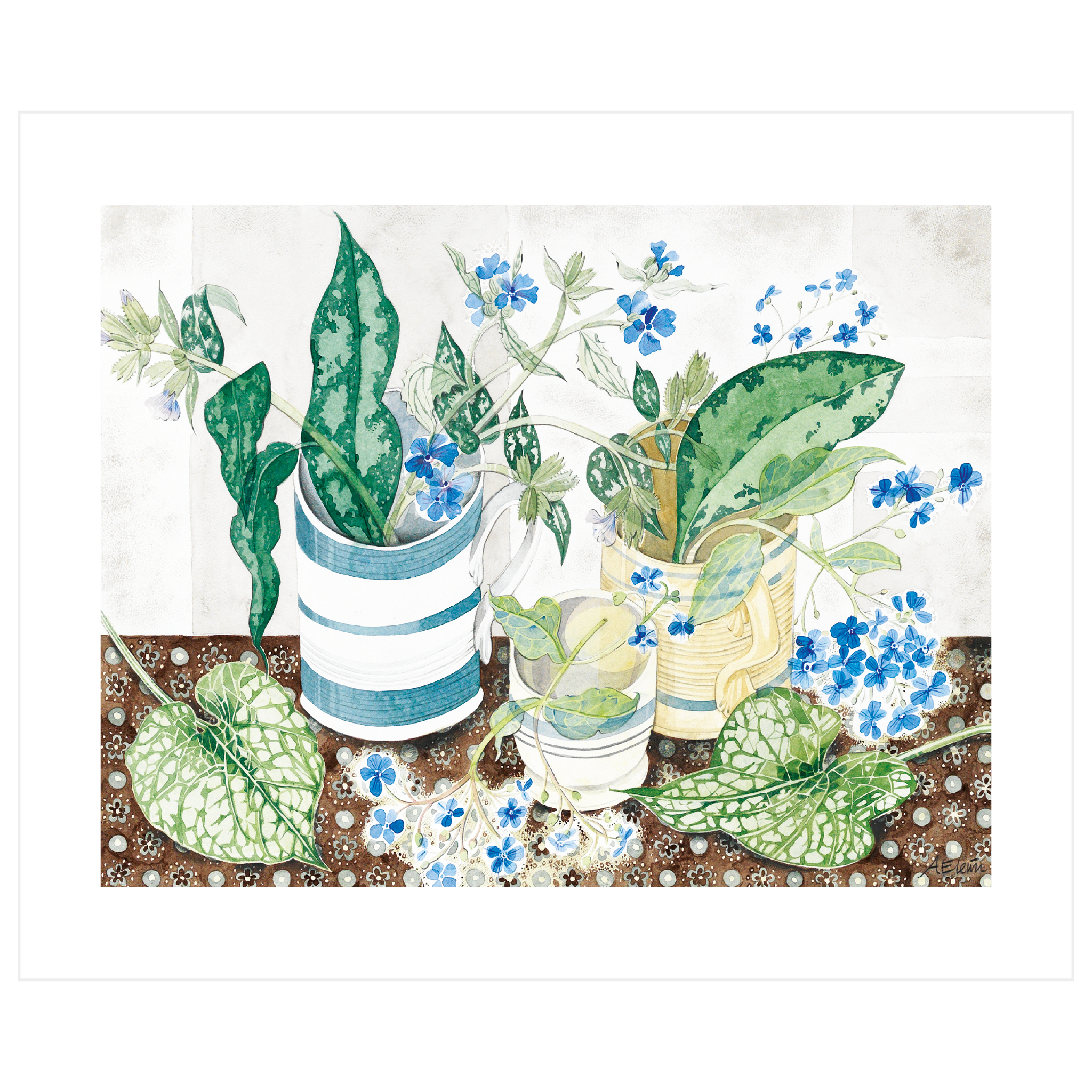 Striped Cups with Spring Flowers