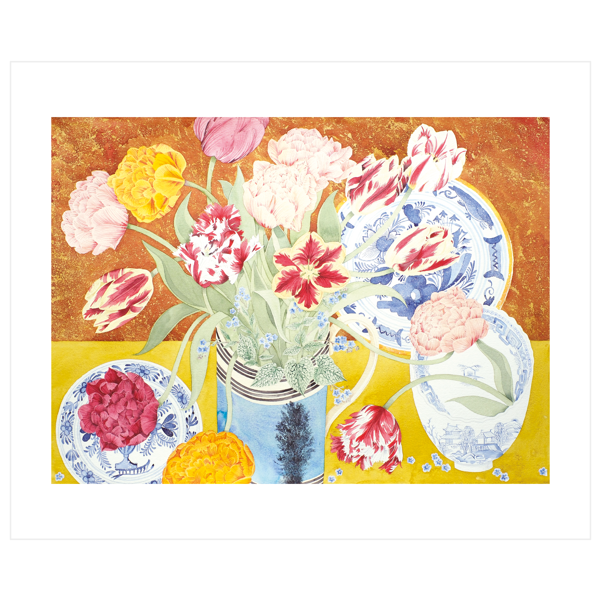 Tulips and Blue China
