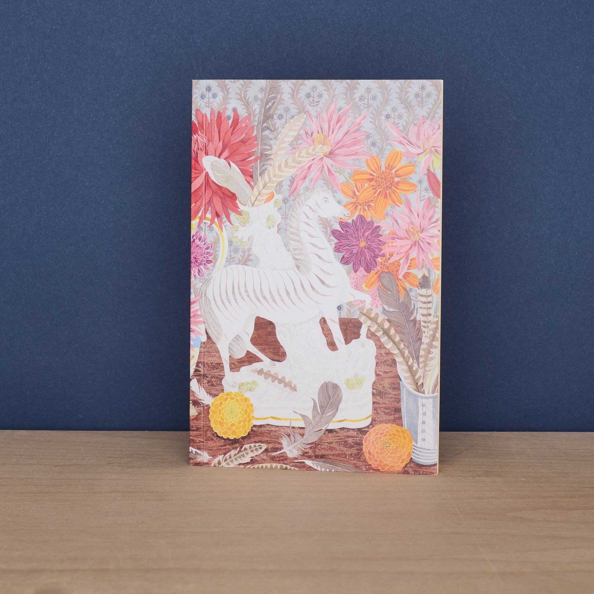 Zebra Dahlias and Feathers Notebook